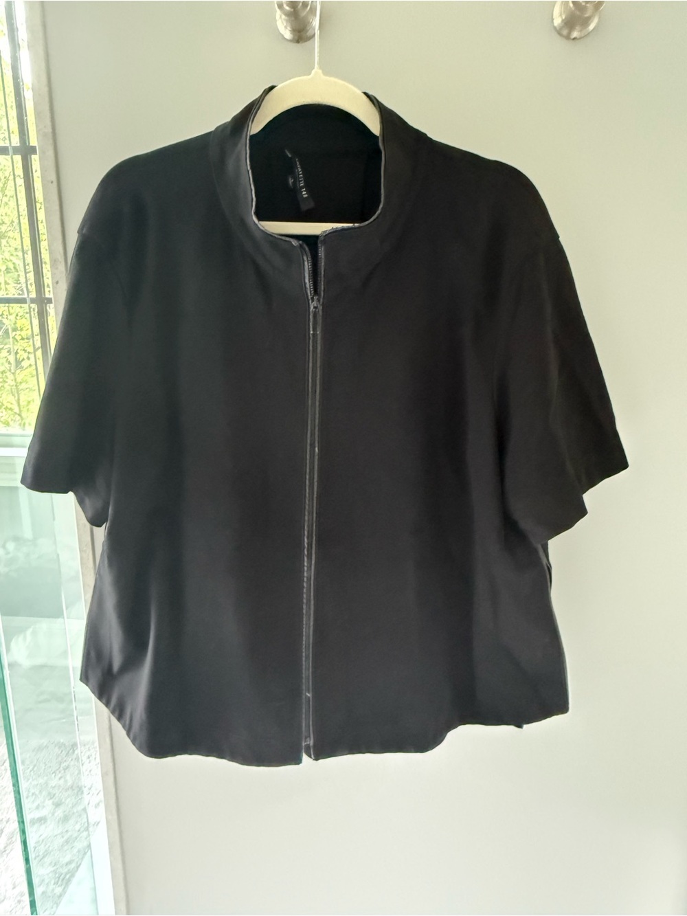 Lafayette 148 New York Black Short-Sleeve Zip Jacket